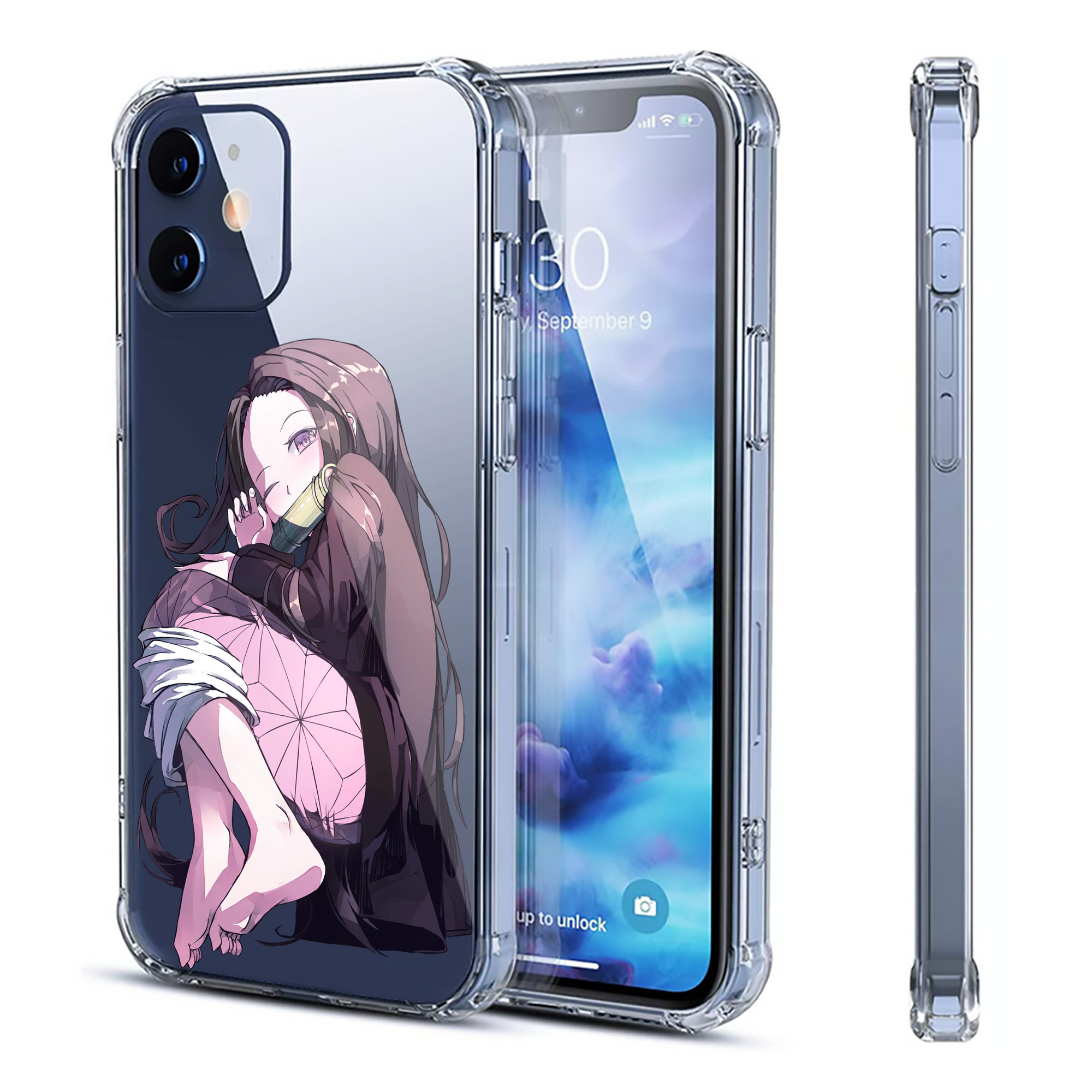 （画像用） 鬼滅の刃（きめつのやいば）竈門 禰󠄀豆子／かまど ねずこ Kamado Nezuko 【iPhone 12シリーズ対応】透明スマホケース（クリアソフトケース）
